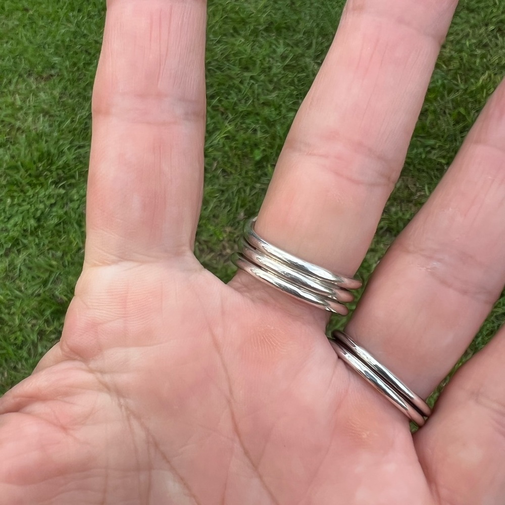Sterling Silver MEXICO Freeform Weave Tapered Three Layered Band Ring - Picture 8 of 17